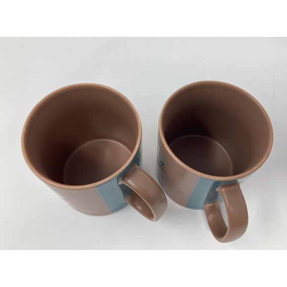 Two Starbucks Coffee Tea Mugs " Thanks to Manolo" Ceramic Mugs Brown Green 18 Oz - Picture 6 of 10